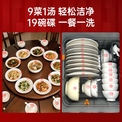 Each Yuyu sink all-in-one dishwasher embedded 19 bowl sets large capacity tabletop Yuyu can wash seafood fruits and vegetables small whale JPSD2T-J1L left new generation FOTILE Group produced