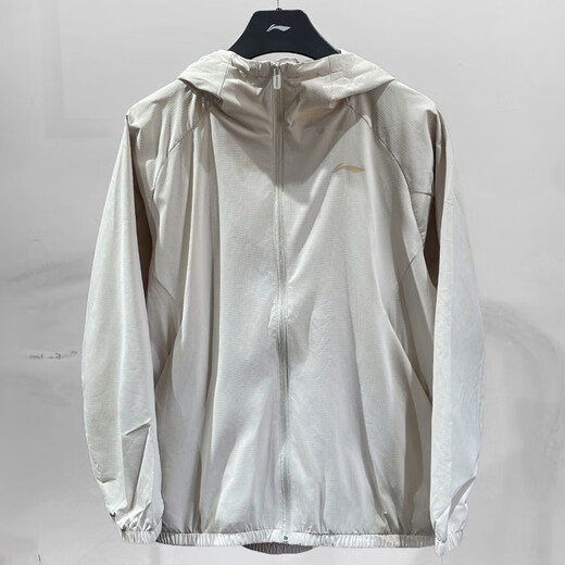 Li Ning (LI-NING) 2025 Summer Men's Windproof, Water-Repellent, Ice-Feeling Quick-drying Loose Sports Windbreaker Jacket AFDU089 AFDU089-1 Beige, Velvet, Warm and Water-Repellent M (170)
