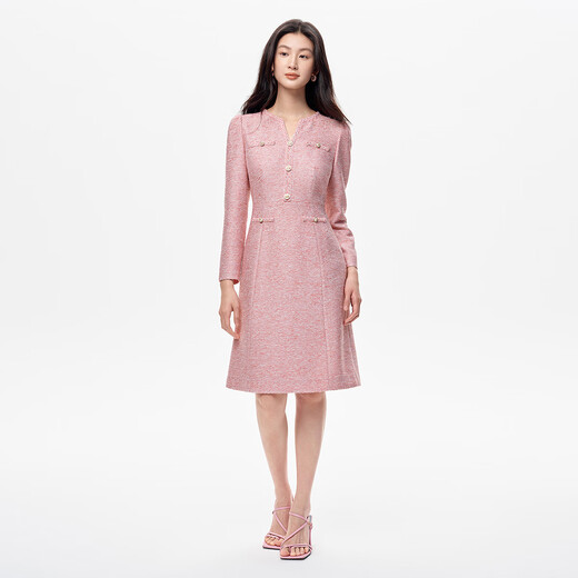 Kelaitel 2025 Autumn New French French y Fragant Style Slim y Soft Vestido A-Line Light Red M