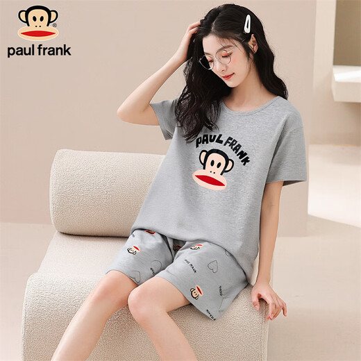 PAUL FRANK大嘴猴睡衣女夏季纯棉薄款短袖短裤全棉卡通家居服夏天套装可外穿
