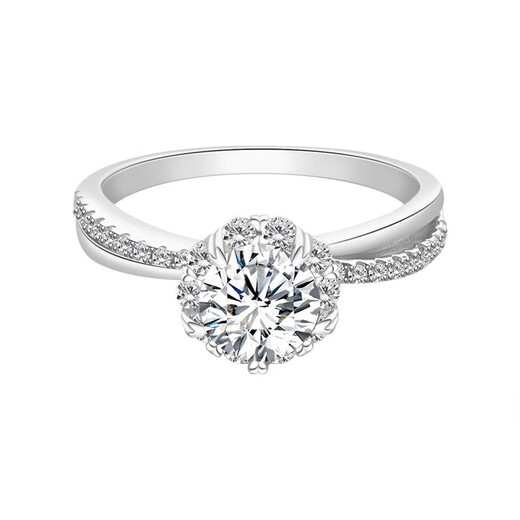Pt950 platinum first snow moissanite diamond ring female one carat couple engaged and seeking wedding gift ring closed first snow 50 points diamond ring - light luxury model default live mouth can be adjusted in size