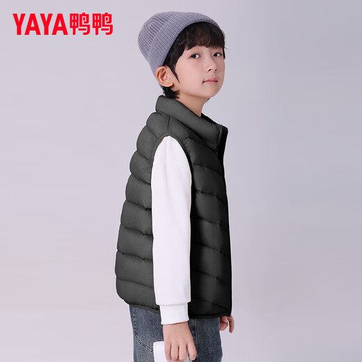 Yaya (YAYA) children's down vest for boys and girls, autumn and winter wear inside and outside, medium and large children's clothing, lightweight school uniform artifact vest jacket K black 160 160/80 (160)