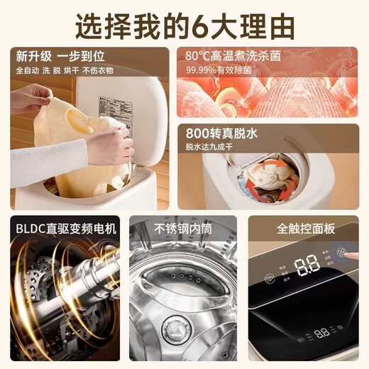 He Jiangong, Germany's high-end trendy household appliances, fully automatic small underwear washing machine, washing and removing all-in-one mini underwear machine, Blu-ray model - Blu-ray | Fully automatic water inlet and outlet
