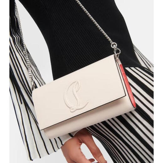 Luboting Light Luxury Women's Logo Leather Chain Wallet Beige One Size