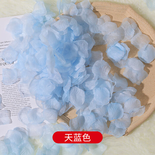 Magic Bean Shenghuo Chinese Valentine's Day White Simulated Rose Petals Wedding Decoration Wedding Hand Sprinkled Petals Confession Proposal Romantic Wedding Room Decoration Sky Blue 6 Pack (600 Pieces)