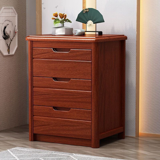 Jingheng walnut solid wood bedside modern Chinese cabinet mini small ultra-narrow bedroom storage bedside storage cabinet walnut color 50cm wide