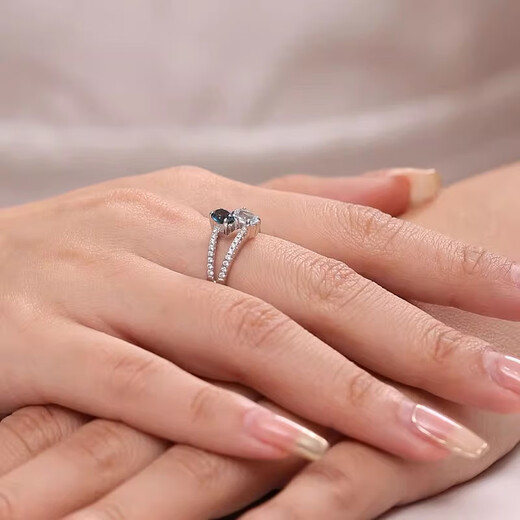 GEM STONE KING 1.34 carat London blue topaz and aquamarine ring 925 silver fashionable women's ring US size 6