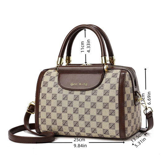 Genuine leather texture bag 2025 new classic fashion large-capacity handbag versatile pillow bag shoulder crossbody bag Z-shaped - brown