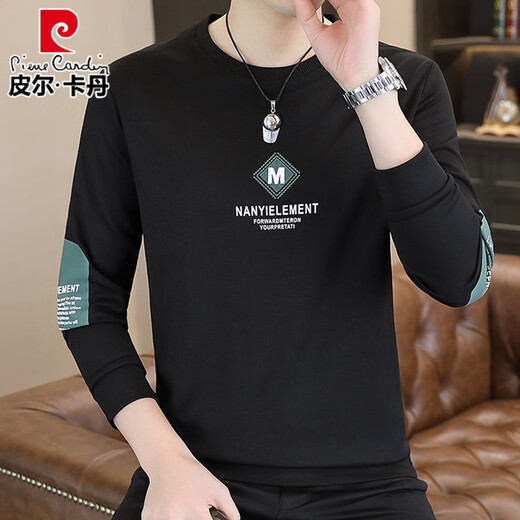 
Pierre cardin men's sweatshirt autumn and winter plus velvet white autumn clothes long-sleeved T-shirt trendy brand spring clothes men's trendy clothes 9905 spring and autumn white thin model M [Suggest 90-110Jin [Jin equals 0.5 kg]]