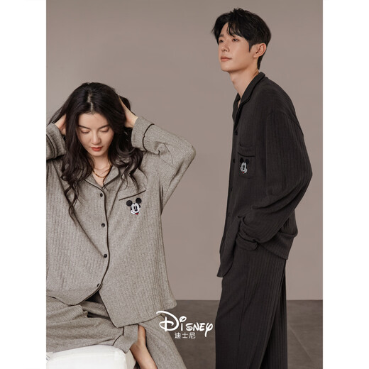 Beiyan couple pajamas women's new spring and autumn pure cotton long-sleeved Mickey couple home clothes high-end men's cardigan set C21063 women's M