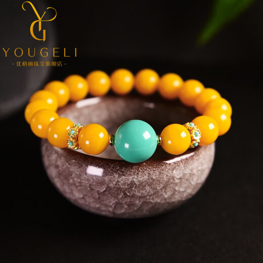 Yogurt Natural Beeswax Bracelet Round Single Circle Bracelet Temperament Turquoise Jewelry Ancient Style Elegant Women's Bracelet Beads 10mm