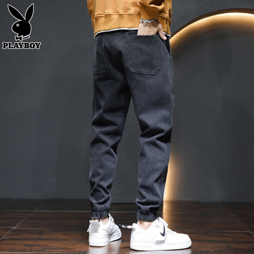 Playboy (PLAYBOY) jeans men's workwear autumn and winter casual pants men's pants men's loose leggings trendy trousers