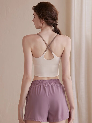 Sports Bra Yoga Wear Color Splicing Beautiful Back Sling Quick-drying Shockproof Pilates Fitness Sports Bra Ivory White Sling M 80-105Jin Jin equals 0.5kg