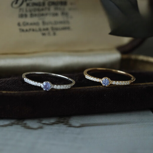 DL 1998 Fat Donglai quality tanzanite ring iris Japanese style light luxury exquisite super flash dreamy blue purple tanzanite zircon 92 standard color golden port number 8