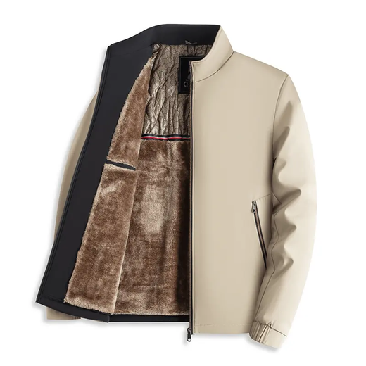 Black gold and velvet, middle-aged and elderly men's new winter stand-up collar jacket, thickened dad's warm jacket K3-B104, velvet and thickened, navy blue XL 130-145Jin Jin equals 0.5 kg