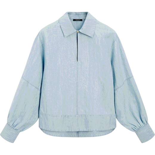 Massimo Dutti Discount Upgrade 2026 Women's Minimalist Casual Versatile Style Loose Denim Blouse Shirt 05115800 Light Blue S (170/88A)