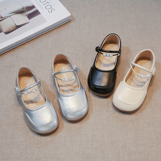 No. 1 Phoenix Girls' 2024 Shoes Children's Princess Small Leather Shoes Spring and Autumn New Summer Baby Single Shoes Soft Sole Mary Jane Children's Shoes Silver Collection and Follow for Priority Delivery 26 / The inner length of the shoe is about 15.7cm. The shoe is a little too small