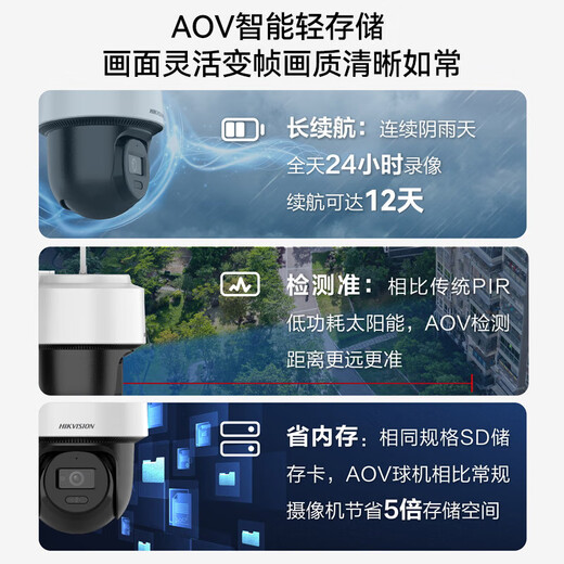 海康威视 太阳能监控摄像头 野外户室外看护 防水 4G终身免流量手机远程监控 360高清全景夜视 400万终身免流量版|(HK-T1S4M) 128G内存卡