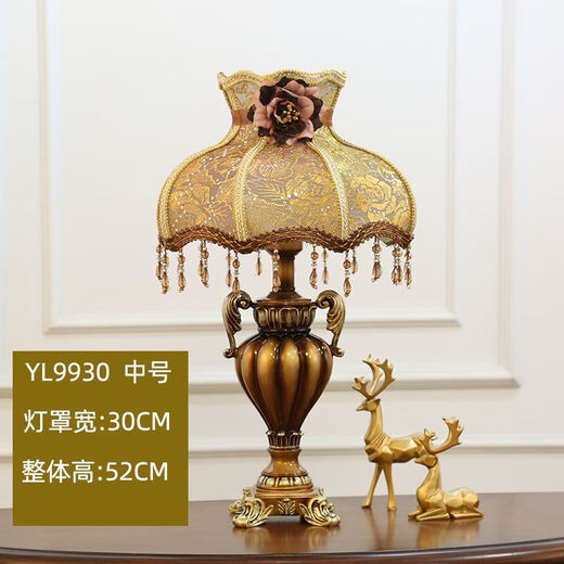 Europäische Tischlampe Schlafzimmer Nachttischlampe warmes und kreatives Licht Luxus amerikanisches Retro modernes Nachtlicht Hochzeitsfeier Tischlampe Wohnzimmer YL9930 mittelgroßer Dimmerschalter