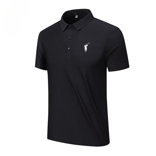 POLO SPORT保罗polo衫男士夏季新款冰丝凉感短袖商务休闲翻领薄款体恤T恤衫 12358#深灰 M 均码