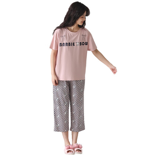 依贝奇【柔软】品牌莫代尔棉女士睡衣2025夏季凉感短袖七分裤家居服套装 6630 M 均码