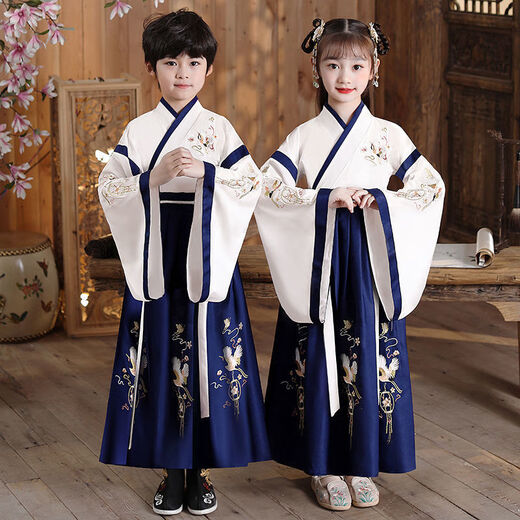 1047 personas elogiaron trajes antiguos para niños, Hanfu, estudios chinos, libros, ropa para niños, regalos de apertura de hombres y mujeres, rompecabezas chino, mangas rectas de tres caracteres ruyi, hombres y mujeres 120