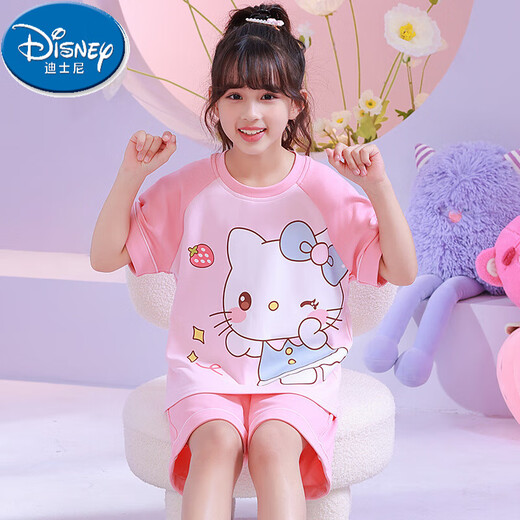 迪士尼（Disney）儿童睡衣纯棉短袖夏天薄款小海狸露比loppy卡通小女孩家居服套装 6626#皮卡丘 170 10码身高(110-120cm)