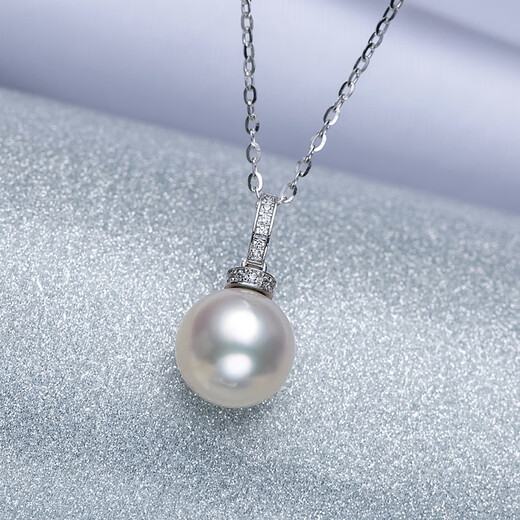 Duyi Mirror Aurora 18K Gold Fashionable Small Bottle Design Seawater Akoya Pearl Pendant Single Clavicle Chain Aurora Style (Specially Selected Heavenly Girl Pearlescent) 8-8.5mm