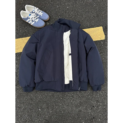 XUANSENTU Navy American Flight Jacket Cotton Jacket Men's Winter Thickened Short Bomber Jacket Profile Stand Collar Baseball Uniform HM25590 Navy Cotton Jacket M (Recommended 100-115 Jin Jin equals 0.5 kg)