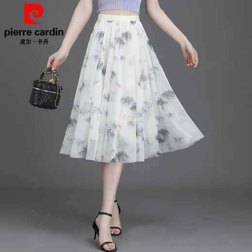 皮尔卡丹2025夏新款碎花半身裙女小清新短裙大摆网纱印花a字显瘦雪纺中裙 9906-2# 均码 (建议90-145斤)