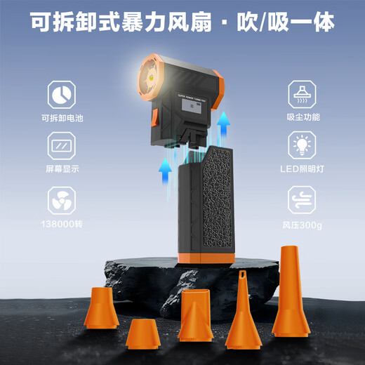 Syouran wireless rechargeable hair dryer dust removal violent fan turbocharged powerful dust collector handheld car hair dryer dust gun dust blower brushless mini violent small fan color matching / removable large capacity battery can be used as a power bank / can be used on airplanes