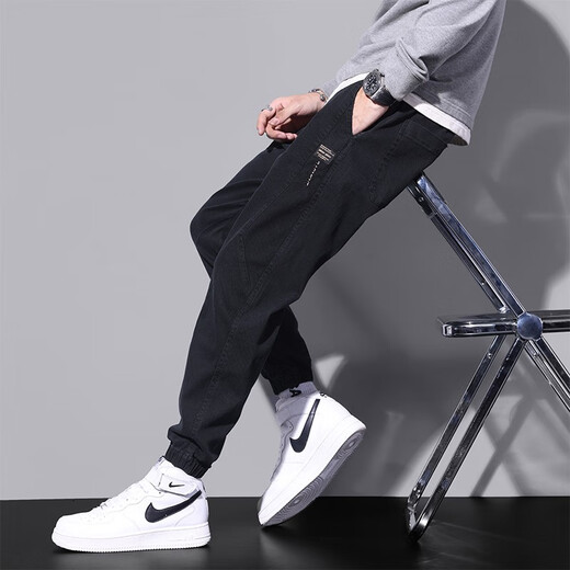 酷章（KUZHANG）牛仔裤男士束脚潮牌工装男生2024新款加绒加厚休闲冬季长裤子秋冬 dw_9859 灰色加绒. 均码 m