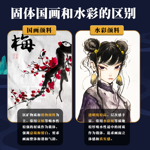 Green Bamboo Painting Material (CHINJOO) Mineral Pigment Solid Chinese Painting Pigment Beginner Set 8-piece Boneless Painting Ink Painting Pigment Starter Tool Brush Traditional Landscape Painting Chinese Painting Pigment 12 Colors