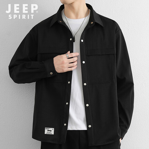 JEEP SPIRIT Jeep long-sleeved shirt men's spring casual jacket men's loose and versatile long-sleeved shirt trendy men's tops men's clothing
