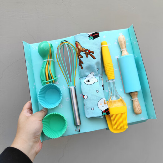 RSRDDY children's baking set 16-piece set of tools that can really make cakes green baking set 16-piece set 16-piece set