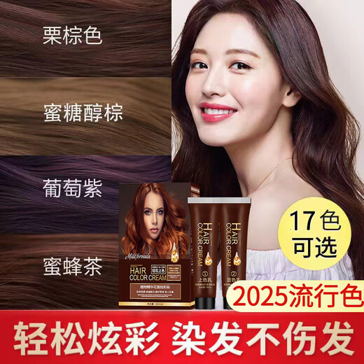 Bubble Color Hair Dye Cream, plant-based popular color whitening hair dye, black for men and women, purely covering gray hair, fashionable hair dyeing at home, flaxen color/no makeup, versatile (fashion color)