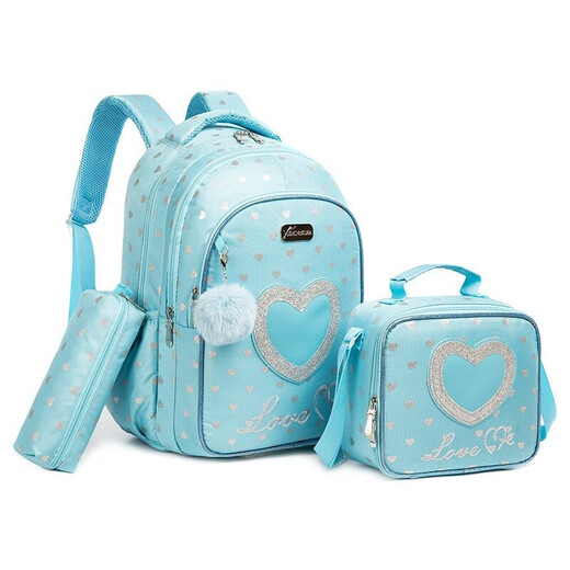 Danfimy cute cartoon elementary school student schoolbag 17-inch backpack three-piece set burden reduction backpack men and women children meal bag 12808-3 golden love