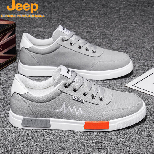 Jeep (Jeep) Chaussures masculines Spring Nouvelles chaussures en toile respirante Version coréenne pour hommes de chaussures plates polyvalentes Chaussures décontractées de l'usure des hommes 6636 Black and White / Flagship Official Store 39