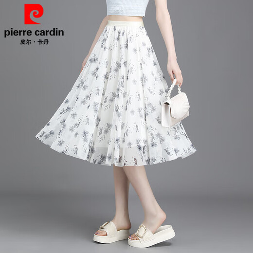 皮尔卡丹2025夏新款碎花半身裙女小清新短裙大摆网纱印花a字显瘦雪纺中裙 9906-2# 均码 (建议90-145斤)