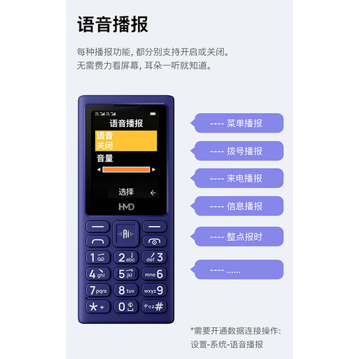 HMD102 4G Full Netcom Promise Kia Classic Dual SIM Dual Standby Straight Board Big Buttons Big Font Function Phone Standby AI Phone for Students and Elderly Purple