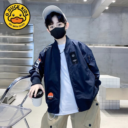 G.duck2025 children's clothing boys' jackets boys' jackets spring and autumn long-sleeved tops for middle-aged and older children, handsome and versatile, green spring and autumn 140 cm