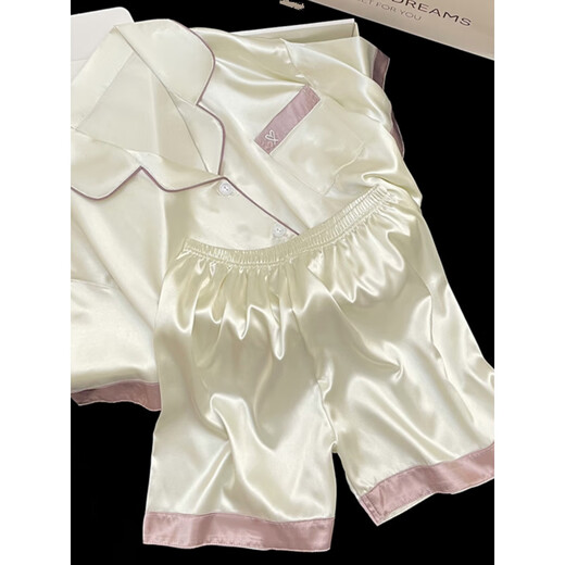 北极绒2025年新款睡衣女士短袖夏季薄款可外穿家居服套装春夏天 FS_9214#开衫双短 蕾丝口袋 2XL