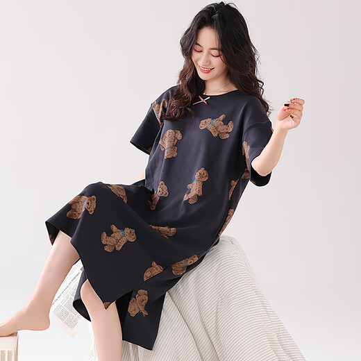 Modal Nachthemd für Frauen Sommer kurzärmeligte Pyjamas 2025 Neuer Sommer Dünne schwangere Frauen Sommerkleid Zh14106 m (160)