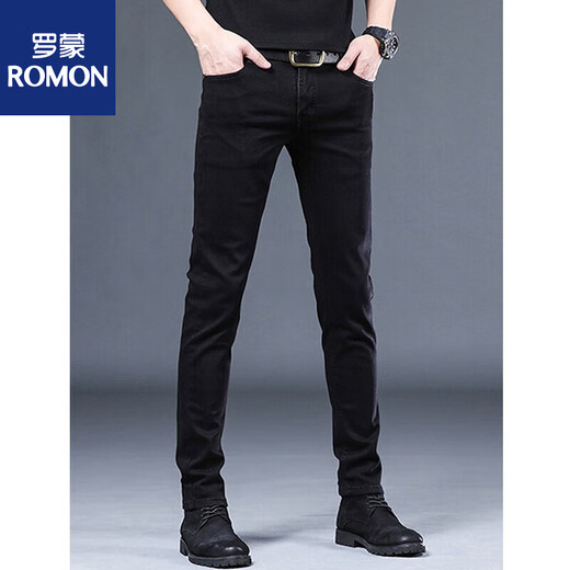 
Romon high-end 2025 spring and summer jeans for men casual slim feet for men Korean style trendy versatile pants for men 1049 gray 28