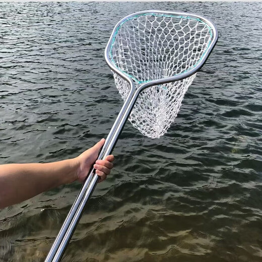 Super strong and durable one-piece stainless steel copy net for big fish and big things, fishing net copy net bag, fish copy net supplies, total length 1.2 meters, thickened mesh, random color