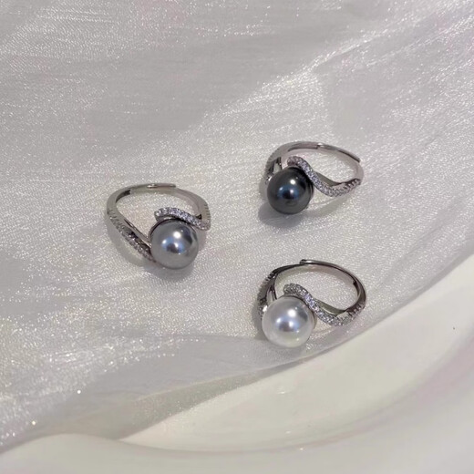 DL 1998DL1998 Australian white pearl ring summer light luxury sparkling diamond cross adjustable silver silver gray single pearl ring