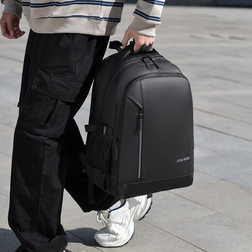 Sac à dos pour hommes sac à dos pour les femmes d'affaires Business Business Travel Travel Travel Schoolbag Sac d'ordinateur d'amortisseur à airbag tridimensionnel noir