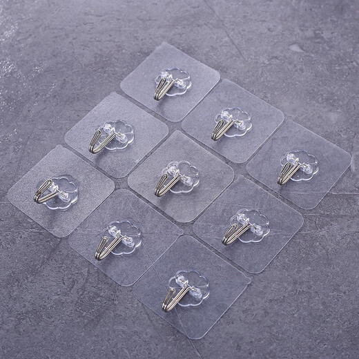 Transparent strong hook without punching, traceless adhesive hook, acrylic coat hook, wall hanging coat hook behind bathroom living room door, traceless adhesive hook, strong and firm, 10 pieces