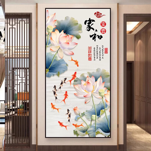 喆炜家玄关贴画自粘装饰画客厅入户进门走廊背景墙3D立体墙贴壁画贴纸 柿柿如意-XG-1365 自带背胶超小:宽40cmx高80cm