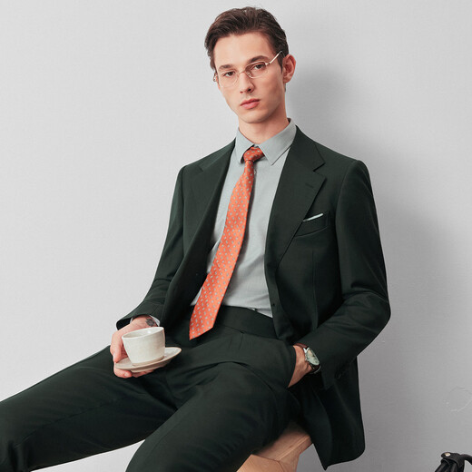 By Creations Light Business Purple Wool Suit Men's High-end Professional Formal Wear Groom's Dress Wedding Suit Dark Green 48